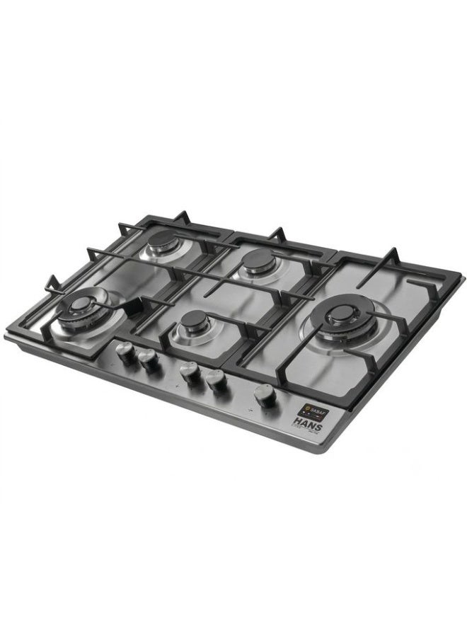 هانس موقد غاز بلت إن مقاس 90 سم - 5 منطقة طهي Maxi+ FullZone - مناطق طهي - شعلات Wok مزدوجة الحلقة DualCrown من SABAF - صمامات غاز SABAF إيطالية أصلية، زجاج مقوى 8 مم، إشعال تلقائي InstantFlame، نظام أمان FFD وحوامل أواني من الحديد الزهر - ستانلس ستيل - BROGHO 9L3G2W X SF - تركي - Image 4
