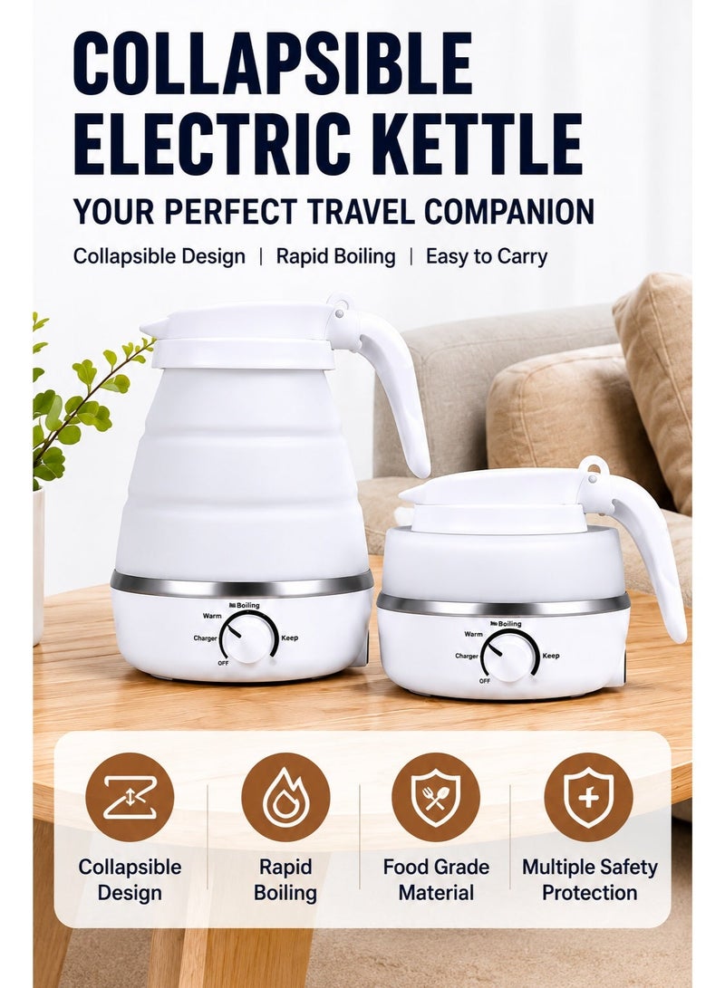 EXCLIFE 600ml Foldable Electric Travel Kettle - Portable Silicone Collapsible Water Boiler for Camping - Image 2
