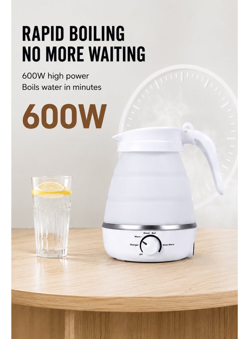 EXCLIFE 600ml Foldable Electric Travel Kettle - Portable Silicone Collapsible Water Boiler for Camping - Image 4