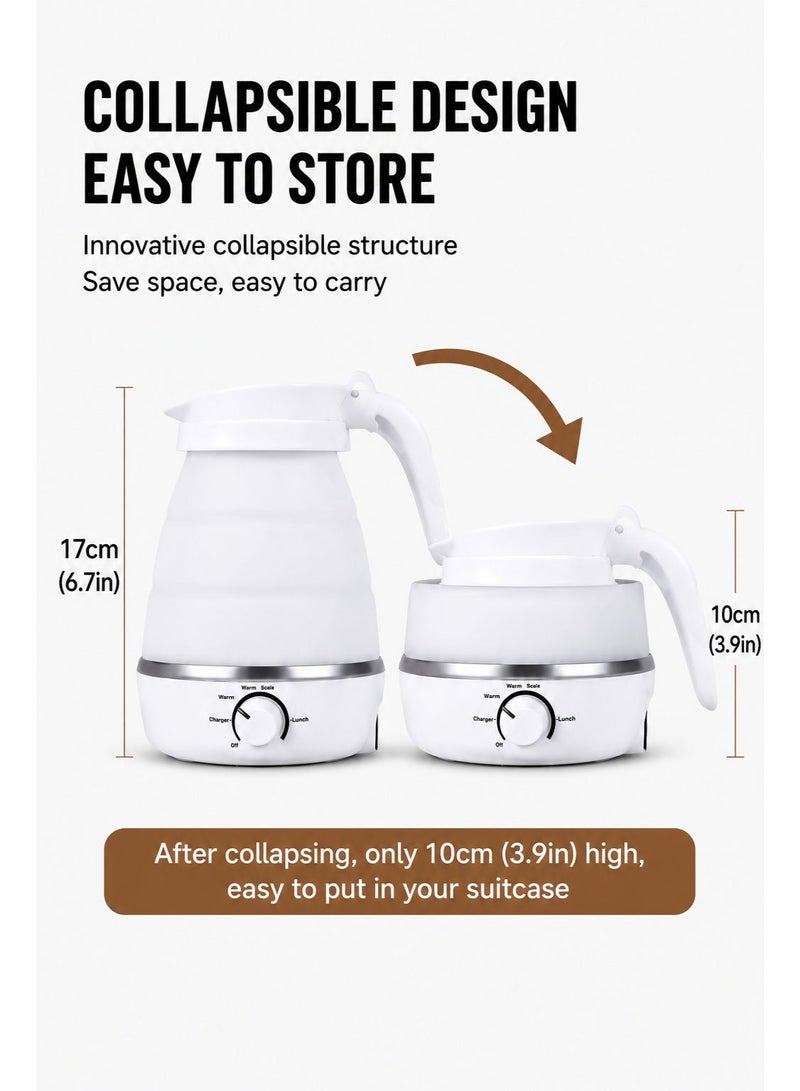 EXCLIFE 600ml Foldable Electric Travel Kettle - Portable Silicone Collapsible Water Boiler for Camping - Image 3