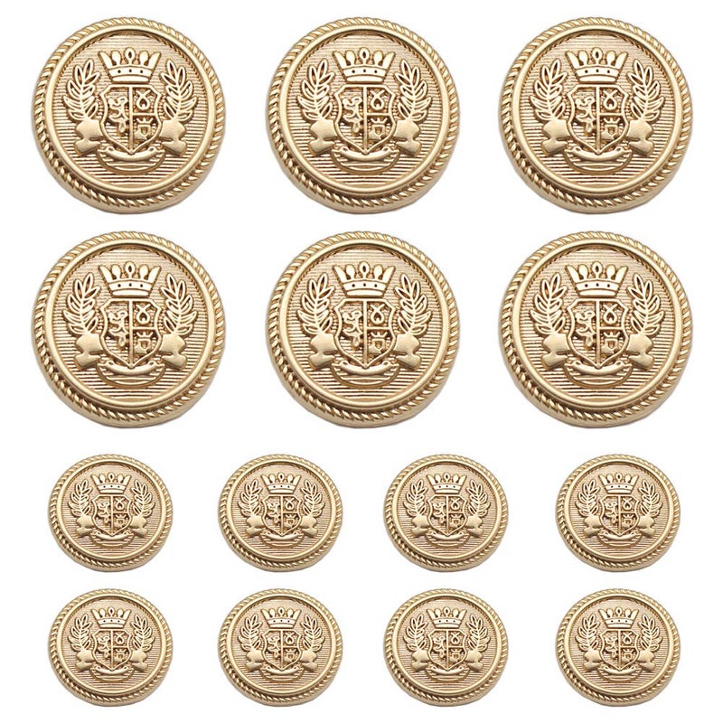 MebuZip MebuZip 14 Pieces Matte Gold Metal Blazer Button Set 18mm 23mm for Blazers Suits Sport Coats Uniform Jackets MBM30