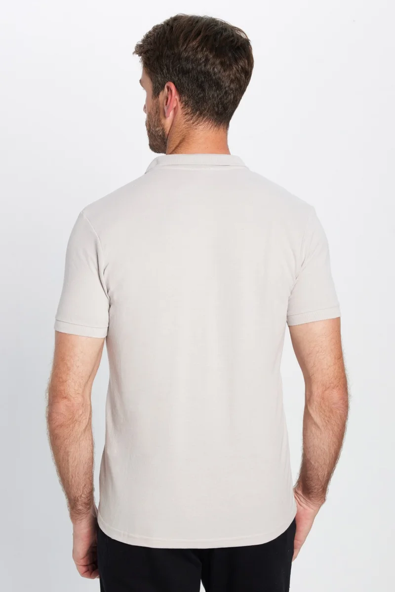 Tudors Men's Slim Fit Narrow Cut Cotton Soft Textured Cool Keeping Fabric Plain Pique Gray Polo Collar T-Shirt