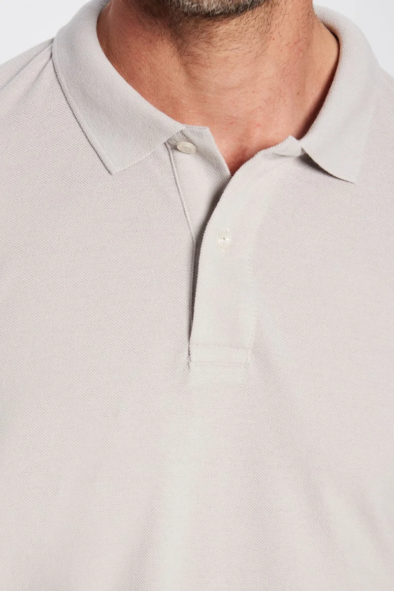 Tudors Men's Slim Fit Narrow Cut Cotton Soft Textured Cool Keeping Fabric Plain Pique Gray Polo Collar T-Shirt