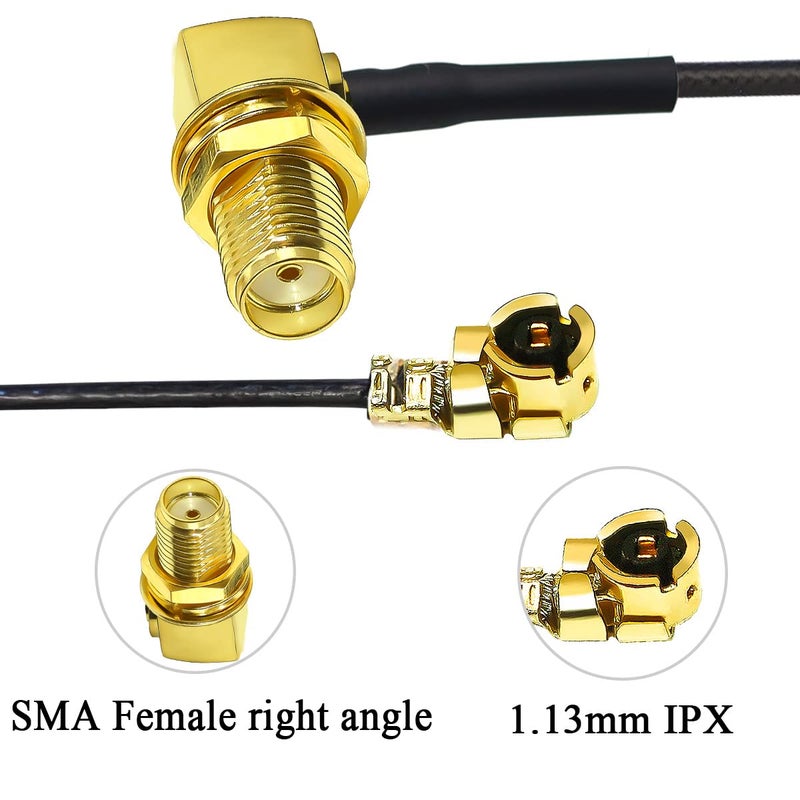 TUOLNK 5PCS SMA Female to U.FL MHF1 Coaxial Cable, 12inch (30cm) Right Angle Elbow SMA Jack to MHF1 UFL Pigtail Antenna Extension Cable for Network Card, Wireless Router - Image 3