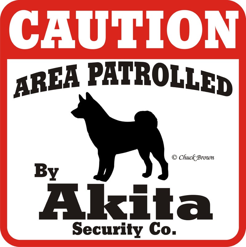 signs up Dog Yard Sign Caution Area Patrolled by Akita Security Company - Image 2