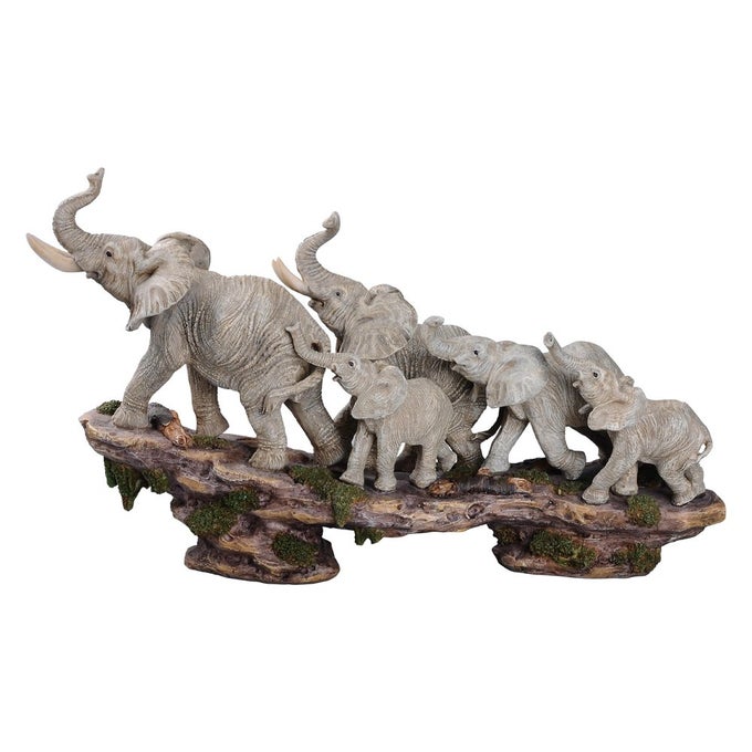 OUR CUTE ELEPHANT FRIENDS COLLECTION WILDLIFE COLLECTION ELEPHANT FAMILY ON CLIFF FIGURINE 1003 STONE RESIN