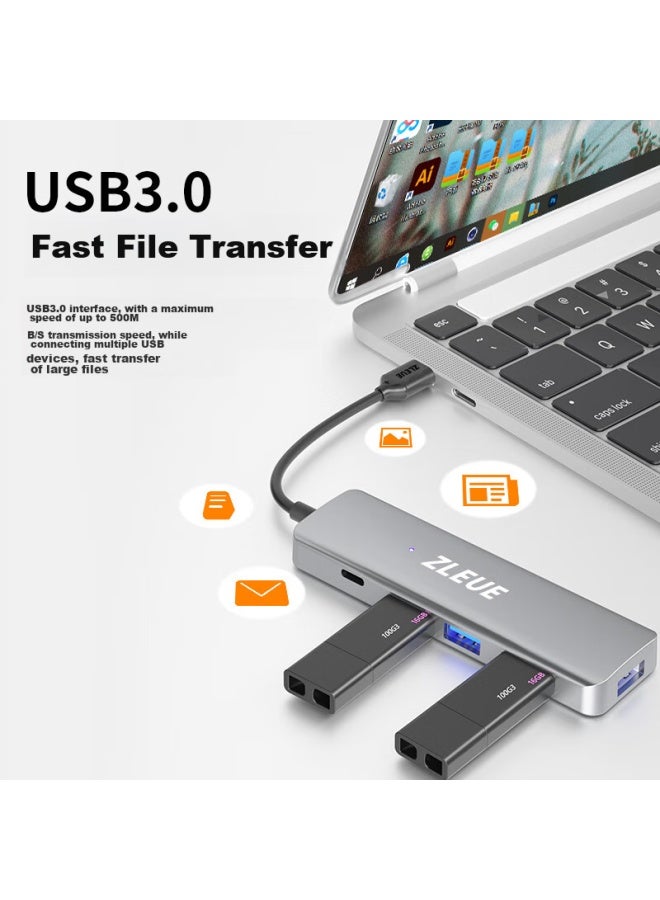 Zleue Usb 3.0 Hub Splitter, Hub Expansion Dock, Laptop And Desktop Computer One-to Extension Cable With Power Port, 0.2 Meters, Zl-zhub02 - Image 2