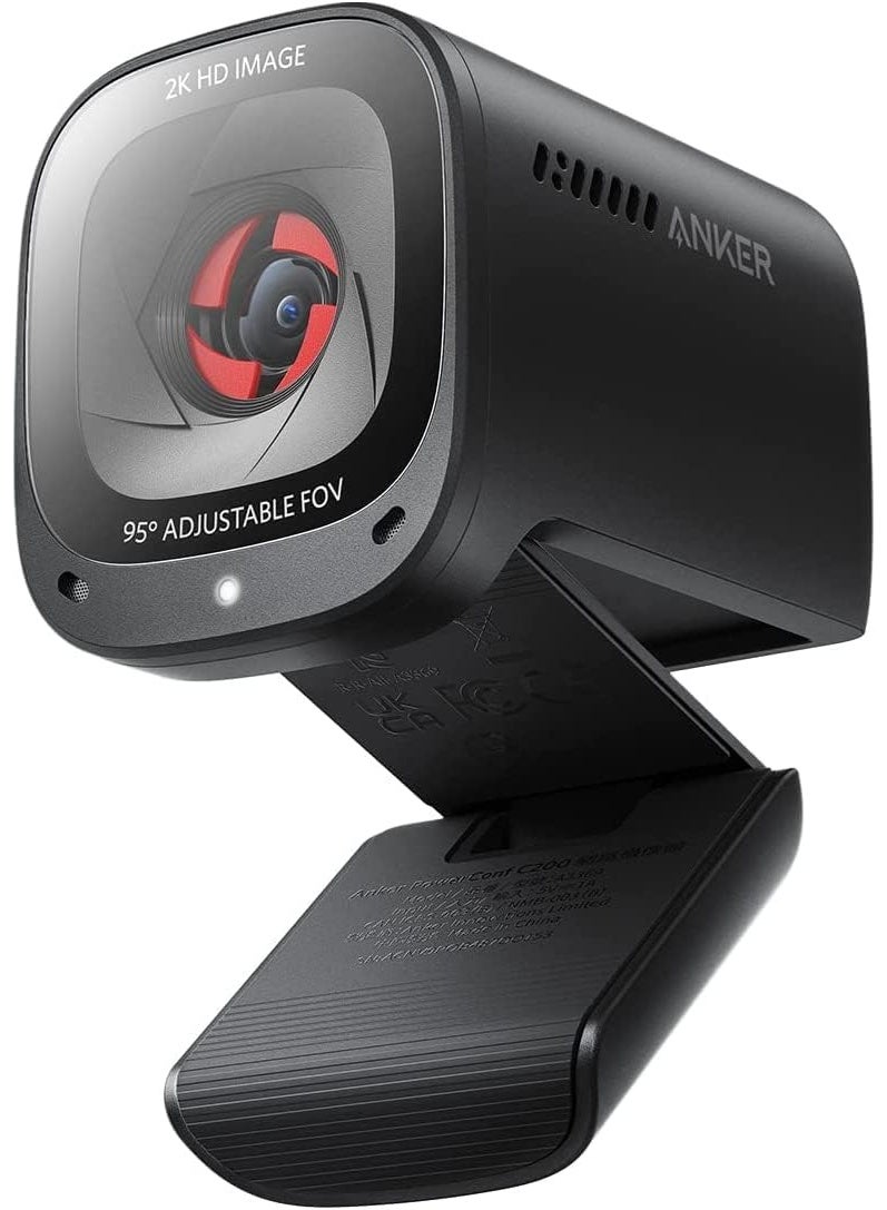Anker PowerConf C200 2K Mac Webcam For Laptop, Computer Camera, With AI-Noise Canceling Microphones, Stereo Mics, Adjustable Field Of View, Low-Light Correction, Built-in Privacy Cover 5.0cm Black