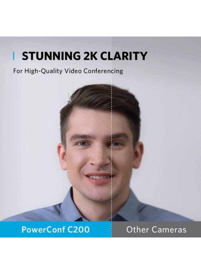 Anker PowerConf C200 2K Mac Webcam For Laptop, Computer Camera, With AI-Noise Canceling Microphones, Stereo Mics, Adjustable Field Of View, Low-Light Correction, Built-in Privacy Cover 5.0cm Black