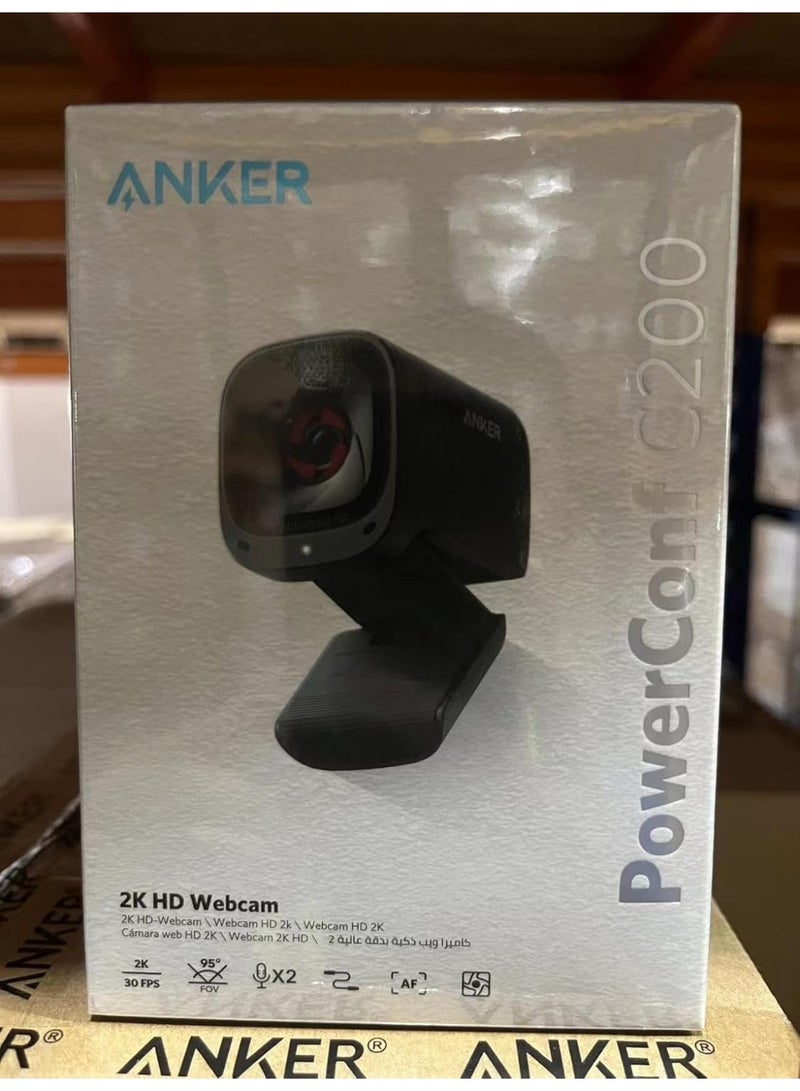 Anker PowerConf C200 2K Mac Webcam For Laptop, Computer Camera, With AI-Noise Canceling Microphones, Stereo Mics, Adjustable Field Of View, Low-Light Correction, Built-in Privacy Cover 5.0cm Black