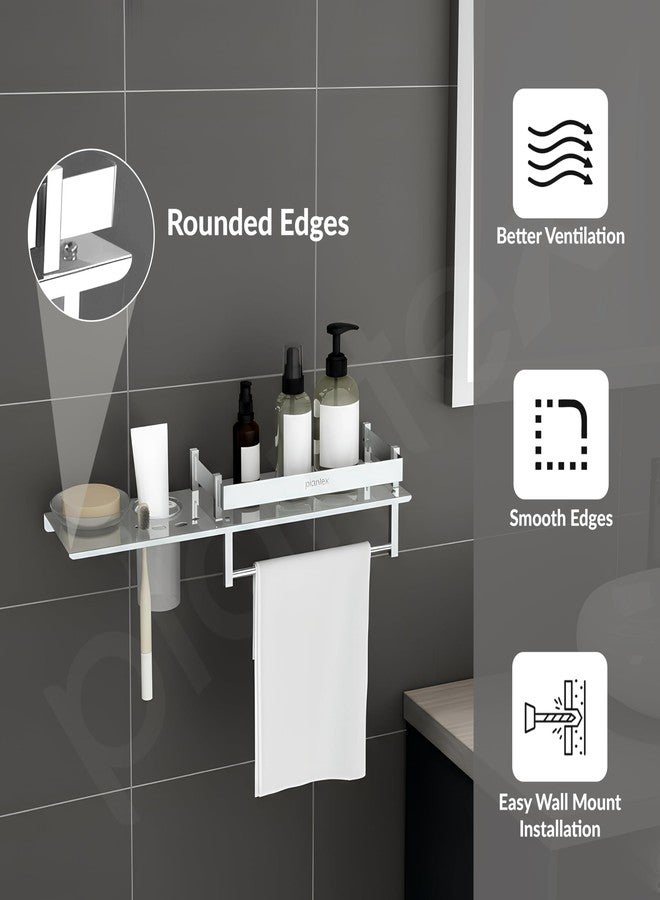 Plantex Stainless Steel 4in1 Multipurpose Bathroom Shelf/Bathroom Steel Rack with Soap Dish, Towel Rod and Tumbler Holder-Chrome (18x5 inches) - Image 4