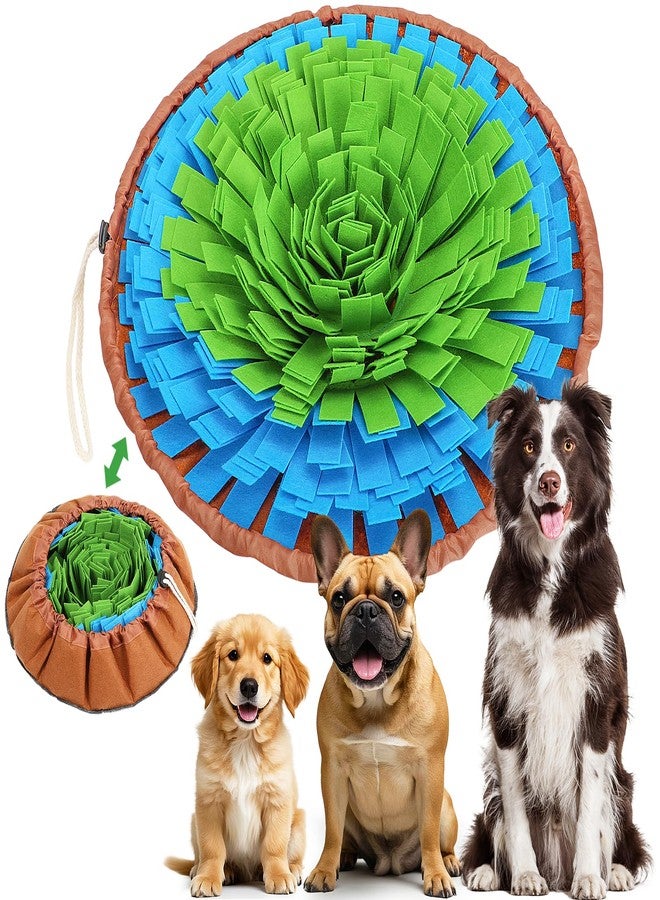 Vivifying Snuffle Mat for Dogs, Adjustable Nosework Mat for Small, Medium & Large Dogs, Interactive Dog Enrichment Toy for Mental Stimulation & Slow Feeding (Green & Blue) - Image 1