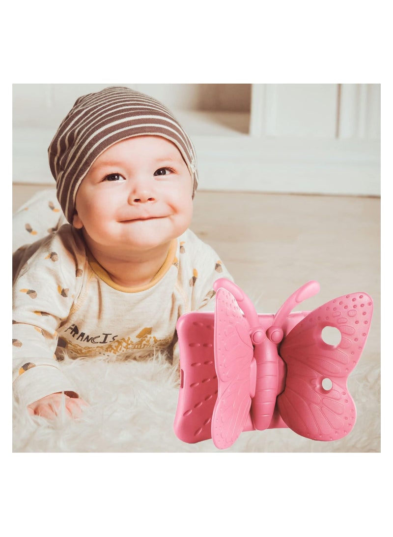 iPad 9th 8th 7th Generation Case Kids Girls, Cute Butterfly Shockproof EVA Foam Super Protection Stand Cover for iPad 2021 2020 2019 10.2" and iPad Air 3 Pro 10.5" - Pink - Image 2