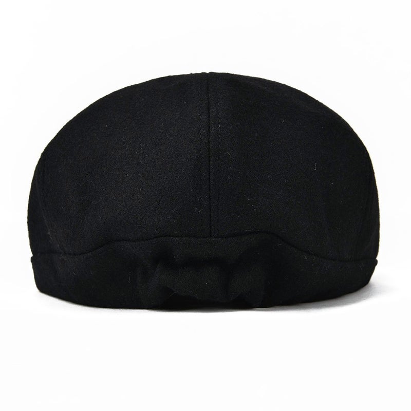 VOBOOM Men Wool Blend Newsboy Cap 8 Panel Hat Tweed Cap Herringbone Cabbie Flat Cap (Black) - Image 3