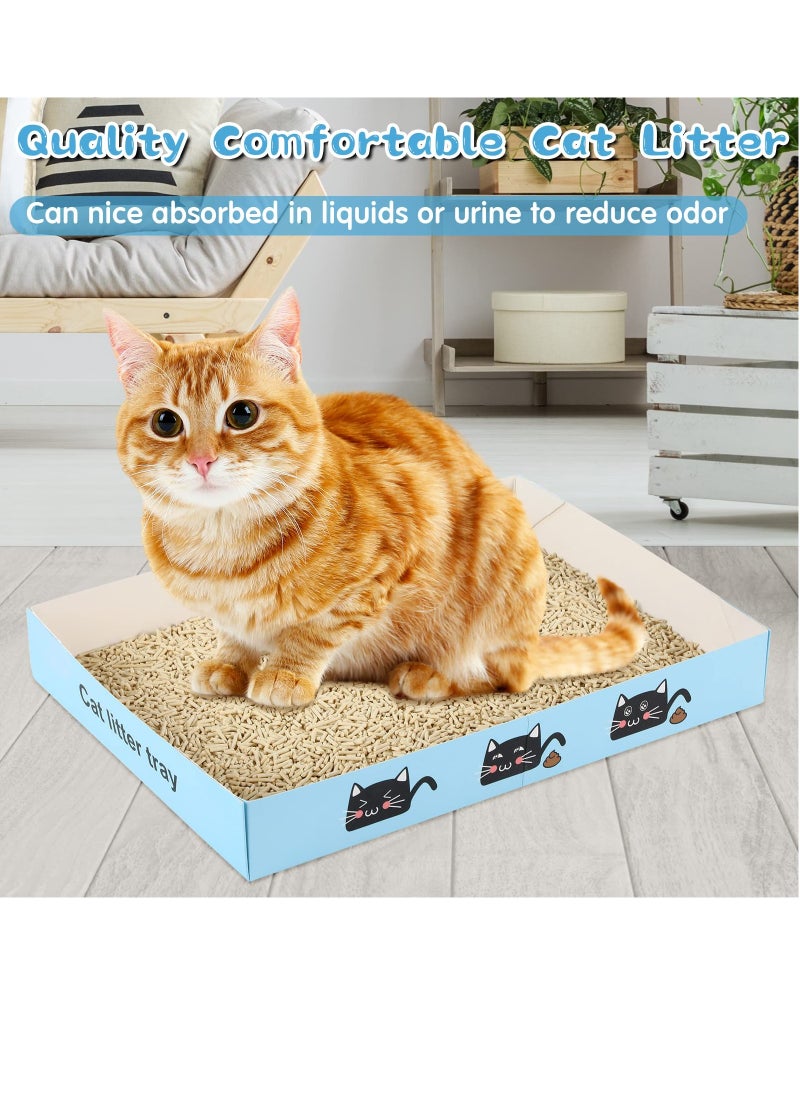 SYOSI - Disposable Cat Litter Box Foldable Paper Kitty Tray, 13.8x10x2 in Small Lightweight Cardboard Box Water Proof for Indoor Low Entry Easy Disposal Non Clumping Nice Absorption Portable Blue 10 Pack - Image 1