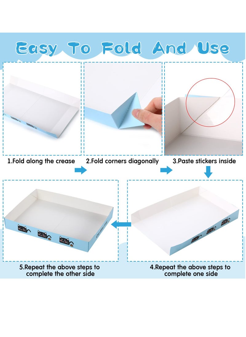 SYOSI - Disposable Cat Litter Box Foldable Paper Kitty Tray, 13.8x10x2 in Small Lightweight Cardboard Box Water Proof for Indoor Low Entry Easy Disposal Non Clumping Nice Absorption Portable Blue 10 Pack - Image 1