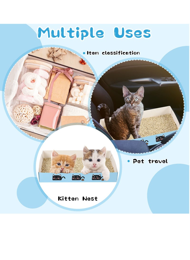 SYOSI - Disposable Cat Litter Box Foldable Paper Kitty Tray, 13.8x10x2 in Small Lightweight Cardboard Box Water Proof for Indoor Low Entry Easy Disposal Non Clumping Nice Absorption Portable Blue 10 Pack - Image 1