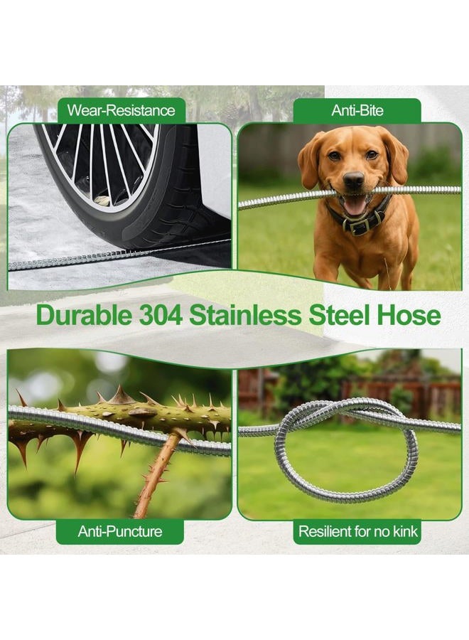 SPECILITE Metal Garden Hose Reel With 100 Ft 304 Stainless Steel Water Pipe, Heavy Duty UV Resistant Wall Mount/Floor Spool with Sprayer Nozzle, 3/4'' Brass Fittings, 360° Rotation Frame, for Yard - Image 5