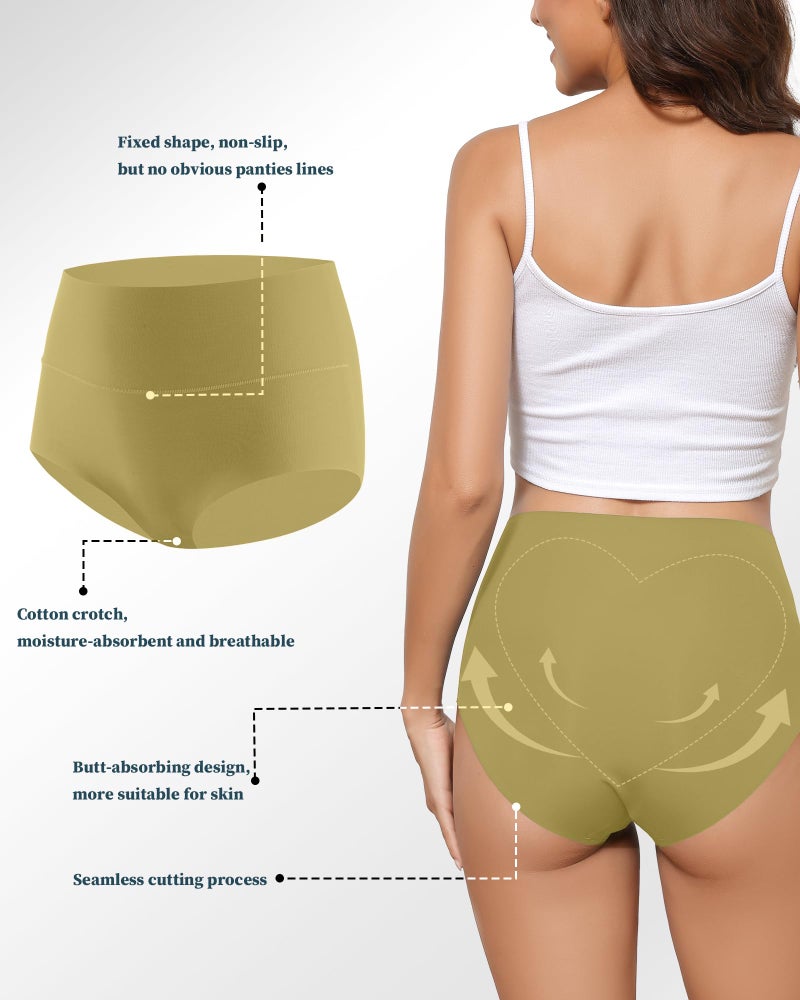 LEVAO Women's Seamless Underwear High Waisted No Show Full Coverage Briefs Breathable Invisible Panties 6 Pack S-XXL - Image 4