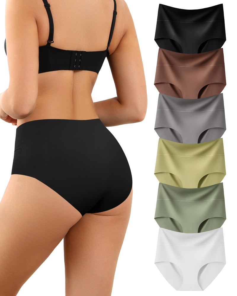 LEVAO Women's Seamless Underwear High Waisted No Show Full Coverage Briefs Breathable Invisible Panties 6 Pack S-XXL - Image 1