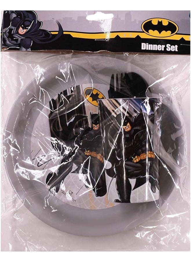 Batman Plastic Dinner Set Of Fork Spoon Glass And Plate