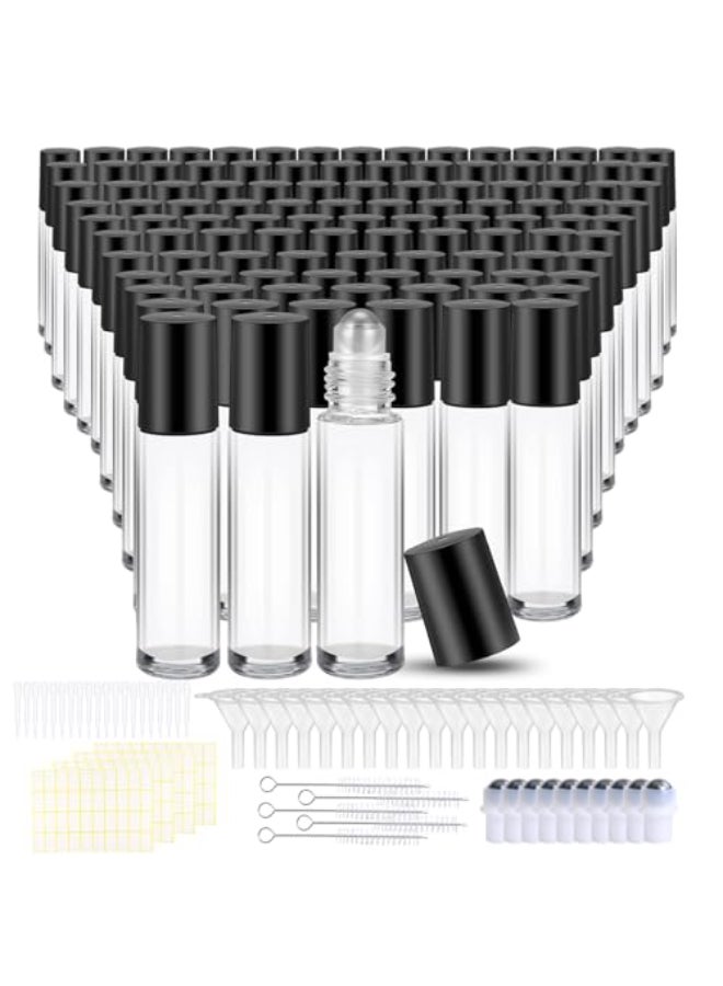 Olutacot 150 Pcs Essential Oil Roller Bottles 10 ml Leakproof Empty Glass Roll on Bottles with Stainless Steel Roller Balls with 20 Funnels 20 Droppers for Travel Perfume Essential Oil - Image 1