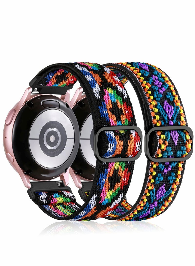 SOLARAE Floral Bands Compatible with Samsung Active 2 Watch Band 40mm, Adjustable 20mm Stretchy Loop Strap - Image 1