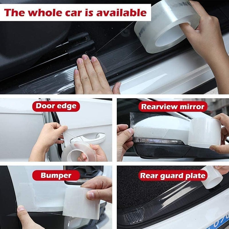 Zikra Car Door Edge Guard Clear Universal Door Sill Guard Car Door Trim Edge Guard Protection Film Anti-Collision Fits for Most Car (33Ft x 1.2In, Transparent) - Image 3
