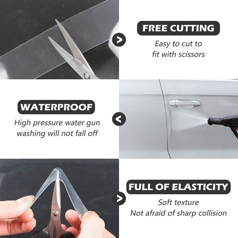 Zikra Car Door Edge Guard Clear Universal Door Sill Guard Car Door Trim Edge Guard Protection Film Anti-Collision Fits for Most Car (33Ft x 1.2In, Transparent) - Image 2