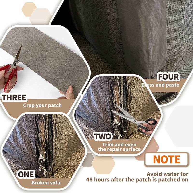 Azobur Sofa Repair Patch - Oversized Microfiber Patch, Self Adhesive Fabric, Super Cost-Effective Combination (Brown) - Image 3