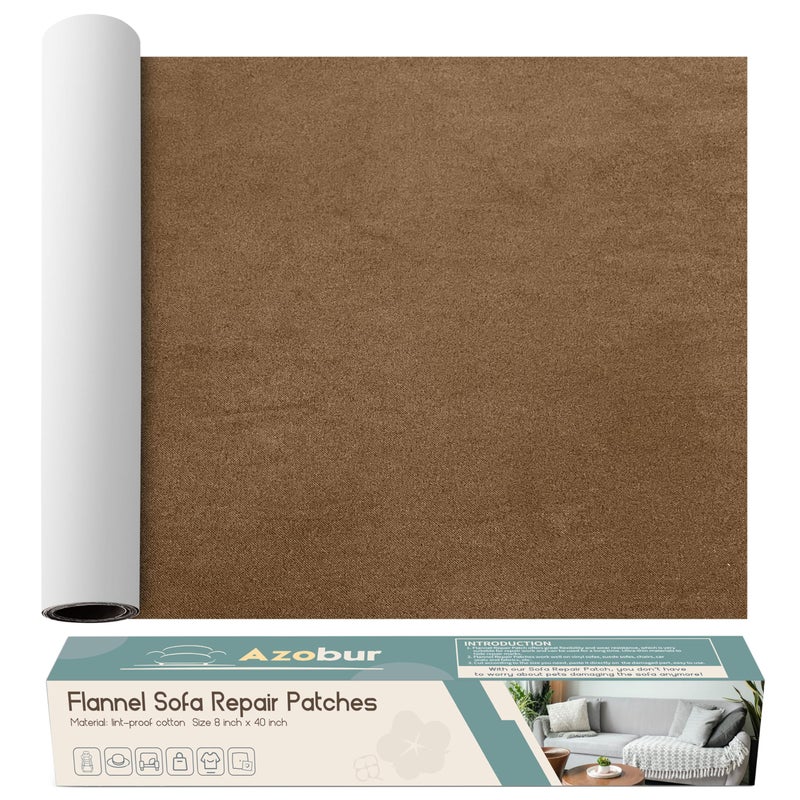 Azobur Sofa Repair Patch - Oversized Microfiber Patch, Self Adhesive Fabric, Super Cost-Effective Combination (Brown) - Image 1