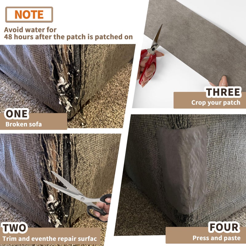 Azobur Sofa Repair Patch - Oversized Microfiber Patch, Self Adhesive Fabric, Super Cost-Effective Combination (Brown) - Image 5