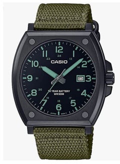 Casio men's watch, with date, on a fabric strap, and water resistant to 50 meters Model MTP-E715C-3AV