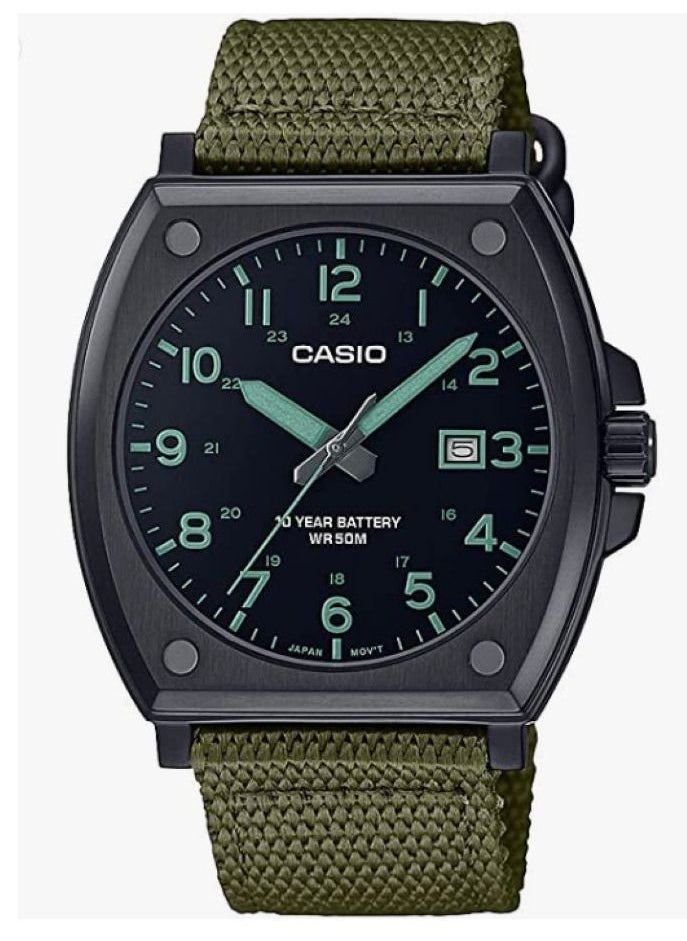 CASIO - Casio men's watch, with date, on a fabric strap, and water resistant to 50 meters Model MTP-E715C-3AV - Image 1