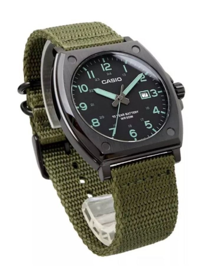 CASIO - Casio men's watch, with date, on a fabric strap, and water resistant to 50 meters Model MTP-E715C-3AV - Image 1
