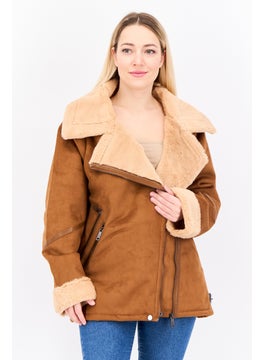 Women Solid Soft Shell Jacket, Brown