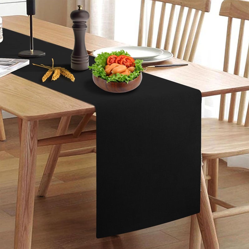 Rinpon Waterproof Wipeable Table Runner, Thick Farmhouse Table Runner, Dresser Runner, Rustic Table Runner for Kitchen Dining Room, Bedroom, Living Room, Indoor and Outdoor (72'',Black) - Image 1