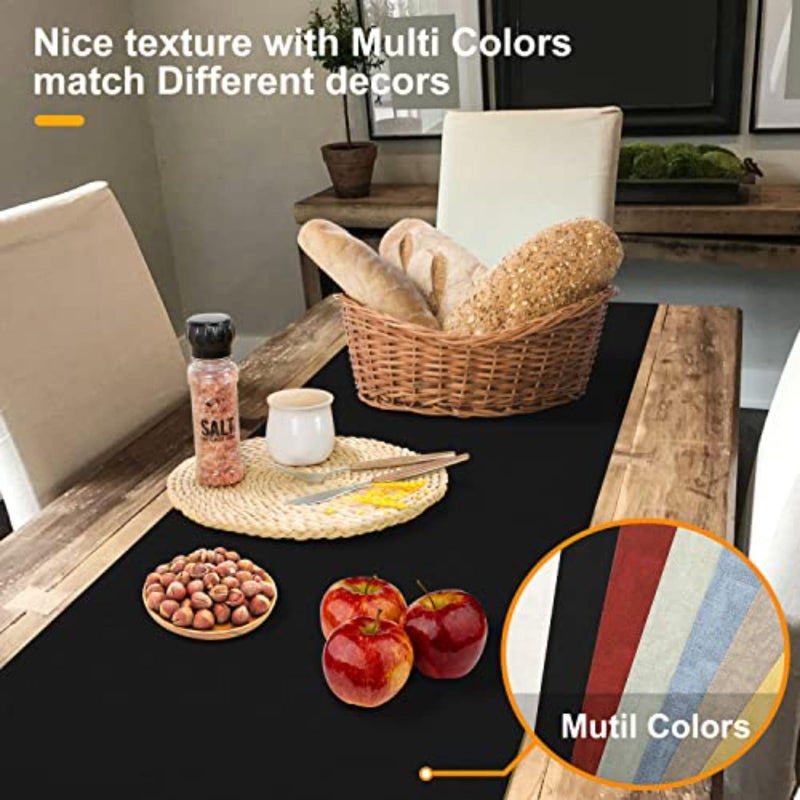 Rinpon Waterproof Wipeable Table Runner, Thick Farmhouse Table Runner, Dresser Runner, Rustic Table Runner for Kitchen Dining Room, Bedroom, Living Room, Indoor and Outdoor (72'',Black) - Image 3