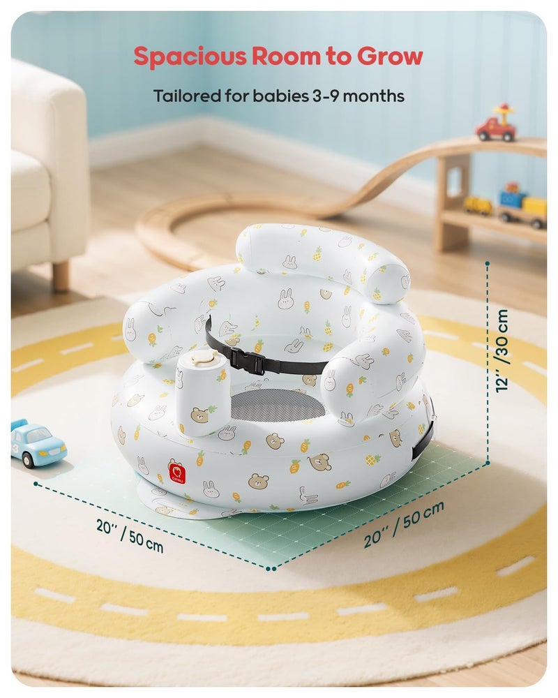 QPAU Inflatable Baby Seat with Safety Harness for Babies 3 Months & Up, Baby Floor Seats for Sitting Up, Baby Seats for Infants, Blow Up Baby Chair with Built in Air Pump (Rabbit and Bear) - Image 5