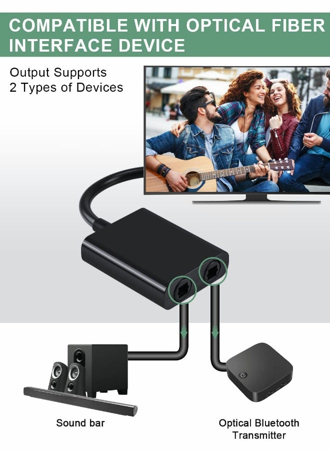 Digital Optical Splitter 1 in 2 Out Toslink Splitter Audio Optical Cable Adapter Fiber Converter 24K Gold Plated Connector - Image 5