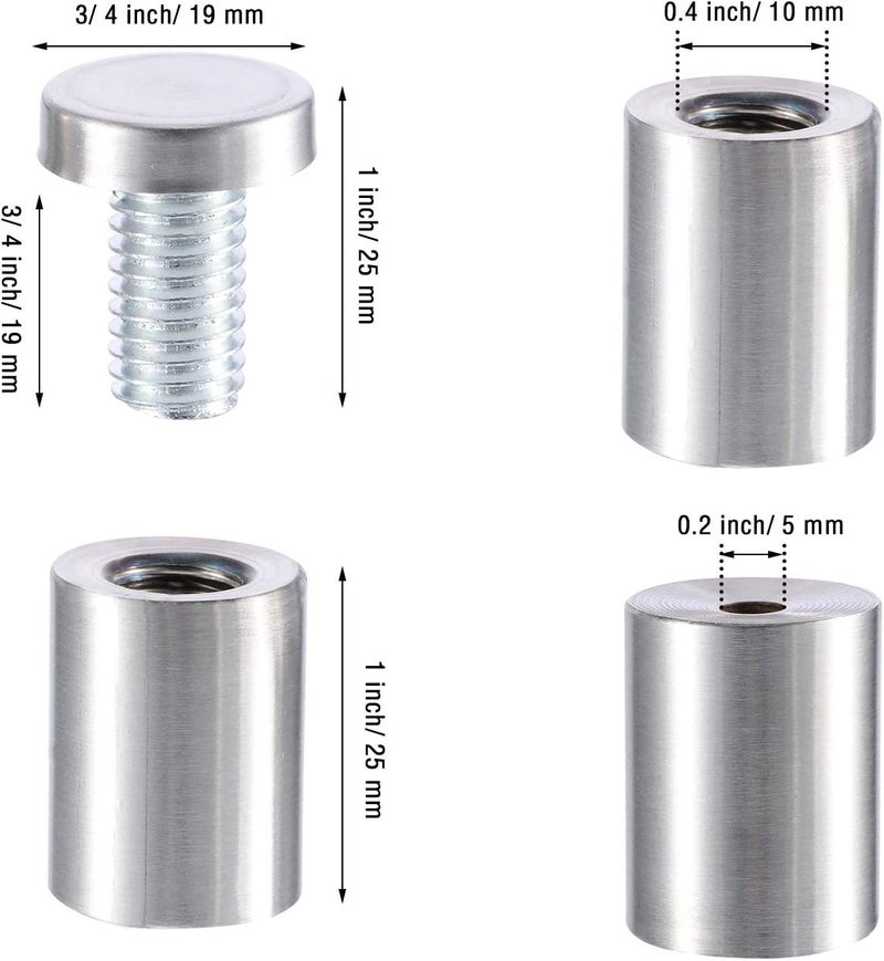 eBoot 34 x 1 Inch Sign Holders Standoff Screws Wall Standoff Holders Screws Mount Hardware Advertising Glass Acrylic Standoff Stainless Steel Nail 12  - Image 2