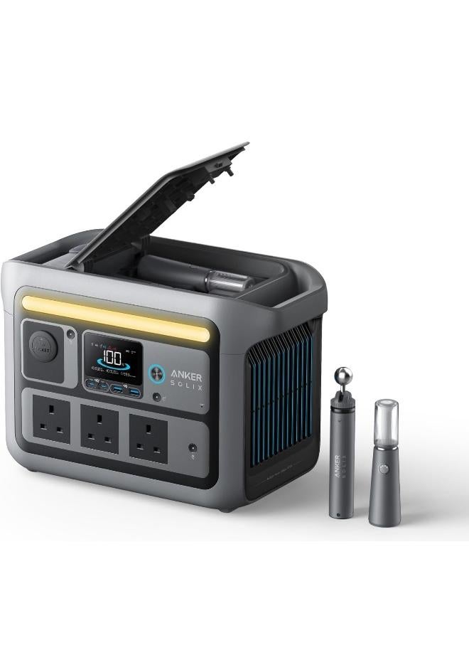 Anker محطة الطاقة المحمولة SOLIX C800 Plus، 1200 واط (ذروة 1600 واط) مولد شمسي مع أضواء تخييم، بطارية LiFePO4 بسعة 768 واط ساعي للتخييم في الهواء الطلق، المركبات الترفيهية، الرحلات البرية، انقطاع التيار الكهربائي (لوحة شمسية اختيارية) - Image 1