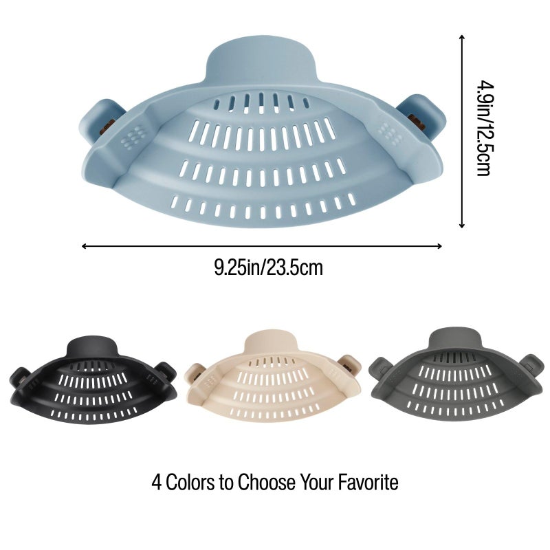 Emptycolor Silicone Pot Strainer, Emptycolor Adjustable Clip On Strainer for Pots Pans, Heat Resistant Pot Drainer, Kitchen Pasta Colander for Vegetables and Noodles (Blue) - Image 2