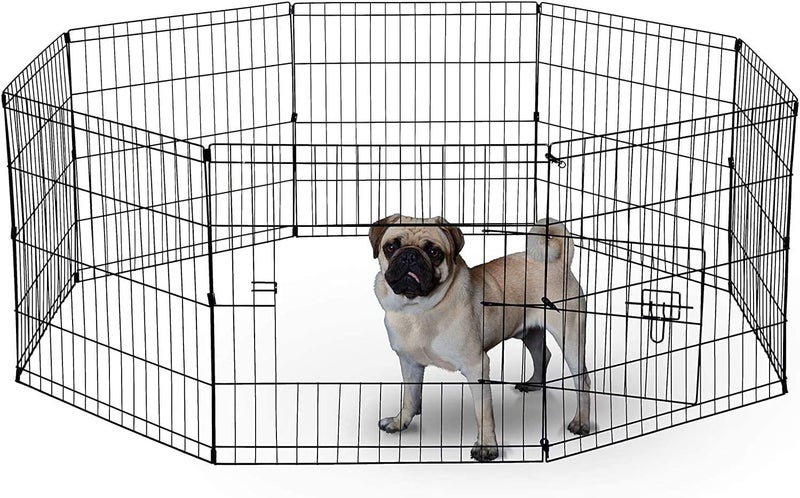 Suptmax UNDERDOG 8 Panel Playpen Suitable for Dogs/Puppies/Cats & Rabbits foldable ideal for Indoor/Outdoor use puppy play pen (61cm, Silver) - Image 1
