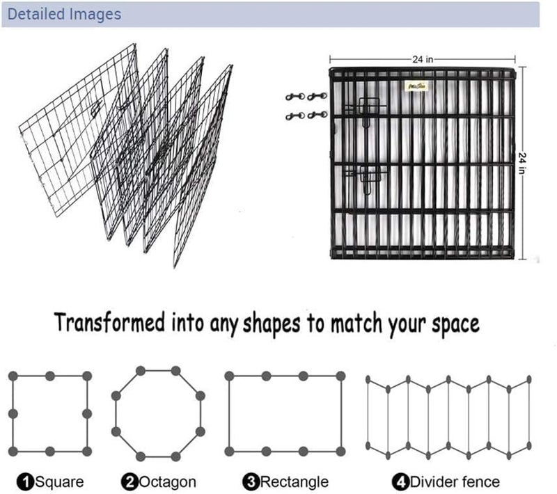 Suptmax UNDERDOG 8 Panel Playpen Suitable for Dogs/Puppies/Cats & Rabbits foldable ideal for Indoor/Outdoor use puppy play pen (61cm, Silver) - Image 3