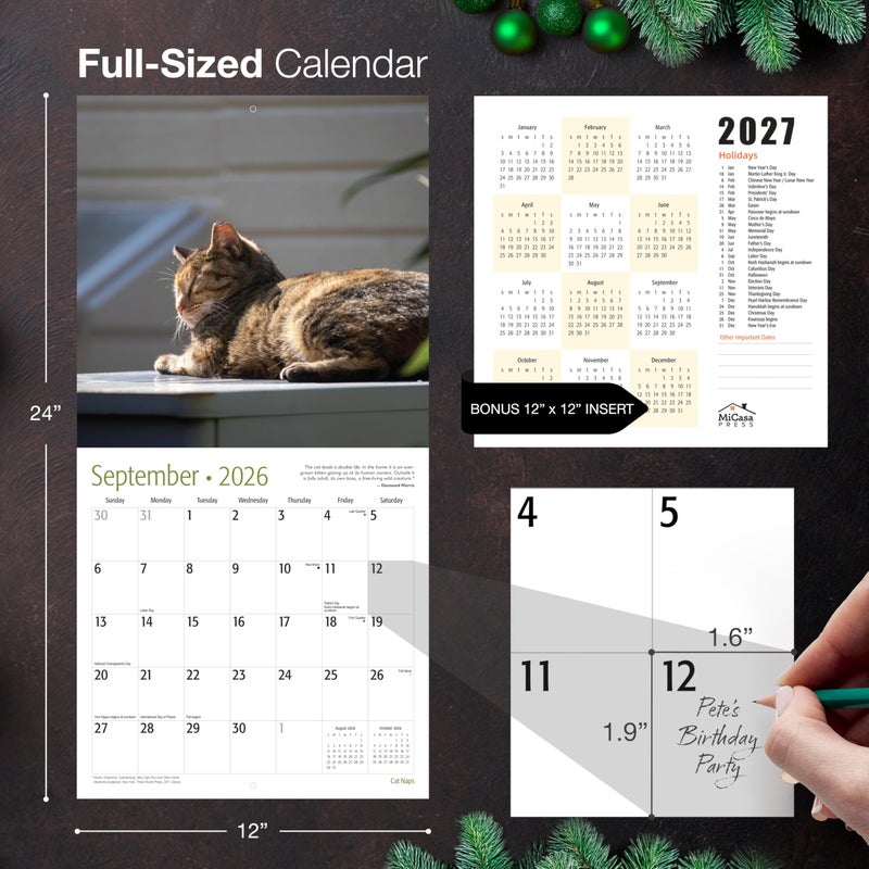 MICASA PRESS Cat Naps 2026 Wall Calendar 12 Month | 12" x 24" Open | Thick & Sturdy Paper | Holiday Gift | Cute Funny Kitten Cat Calendar 2026 - Image 5