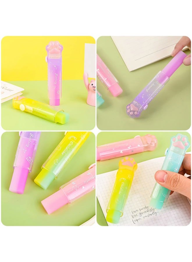 NEPOG Cat Paw Erasers, 4 Pcs Retractable Rainbow Eraser, Cute Erasers Push Pull Design, Pencil Kawaii Eraser Cute Cat Rubber for Kids Students School Office Stationery Supplies - Image 3