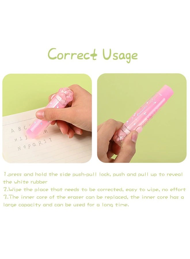 NEPOG Cat Paw Erasers, 4 Pcs Retractable Rainbow Eraser, Cute Erasers Push Pull Design, Pencil Kawaii Eraser Cute Cat Rubber for Kids Students School Office Stationery Supplies - Image 5
