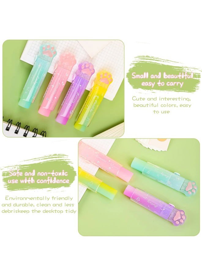 NEPOG Cat Paw Erasers, 4 Pcs Retractable Rainbow Eraser, Cute Erasers Push Pull Design, Pencil Kawaii Eraser Cute Cat Rubber for Kids Students School Office Stationery Supplies - Image 4