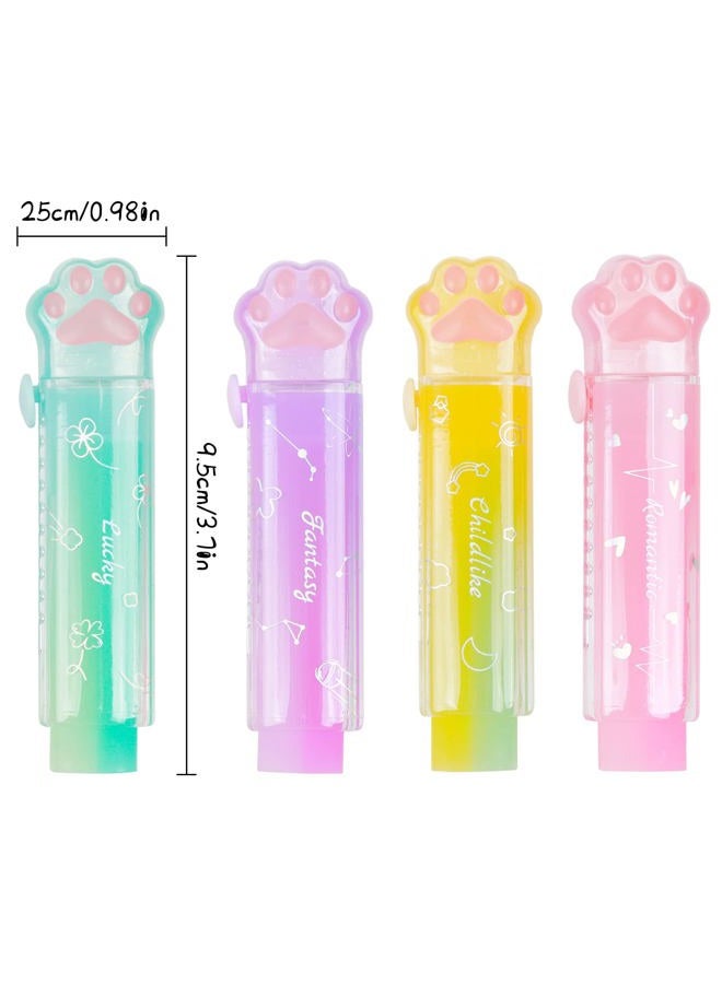 NEPOG Cat Paw Erasers, 4 Pcs Retractable Rainbow Eraser, Cute Erasers Push Pull Design, Pencil Kawaii Eraser Cute Cat Rubber for Kids Students School Office Stationery Supplies - Image 2